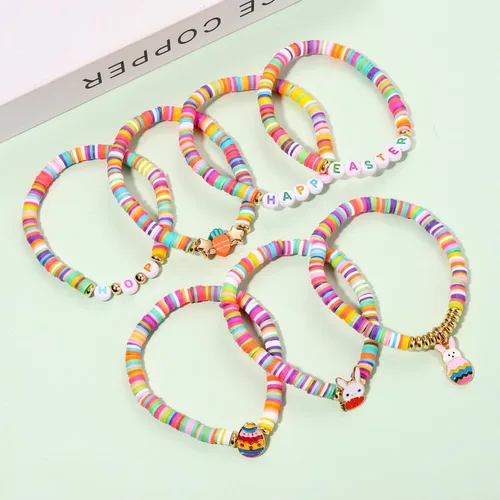 Vista 216 de Surfer Heishi - Pulseras apilables para mujer, apilables, de vinilo arcoíris, disco de arcilla, pulseras elásticas para la amistad, joyería bohemia