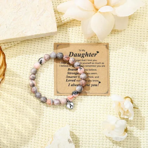 Vista 6 de M MOOHAM Gifts for DaughterGranddaughterSisterAlways Remember - Pink Natural Stone Bracelet for Girls Teen Girl Gifts Trendy Stuff