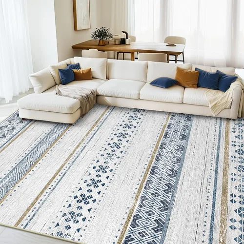 Vista 29 de BESTSWEETIE Alfombras de área de 2 x 3 pies para sala de estar, lavables, marroquíes, rústicas, geométricas neutrales, de pelo bajo