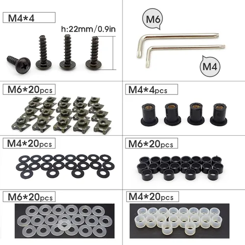 Vista 6 de Kits de carrocería motocicleta M4/M6 Tornillo de carenado Tornillo Tuercas Surtido para Yamaha Fjr1300 Fjr 1300 R1 2004 Xvs 650 Xvs650 Fz25 Fz 25