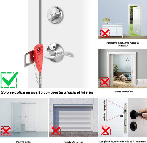 Vista 5 de AceMining Cerradura de puerta portátil para seguridad en el hogar, cerradura de puerta de viaje, cerraduras de bloqueo de viaje para mayor seguridad