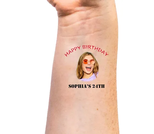 Vista 13 de Calcomanías de tatuajes temporales personalizadas, personaliza el tatuaje con nombre y foto de tu amor para fiestas de cumpleaños, Halloween