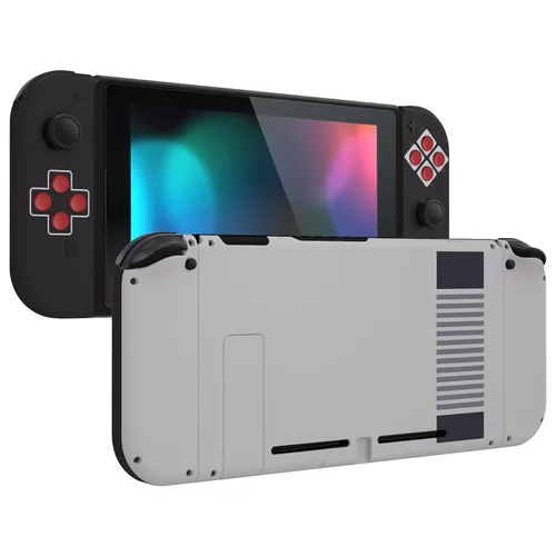 Vista 5 de eXtremeRate Colorful Border Screen Protector + Classics NES Style DIY Replacement Full Set Shell for Nintendo Switch