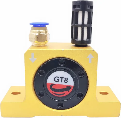 Vista 2 de Vibradores de turbina neumática GT8 de 1/8 pulgadas, vibrador industrial silencioso de oro para tolva dorada con silenciador libre, vibradores