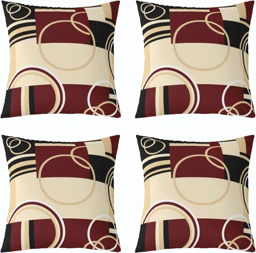 Vista 27 de Juego de 4 fundas de almohada geométricas modernas de turquesa con rayas en gris, negro y azul, cojines decorativos con espirales circulares retro