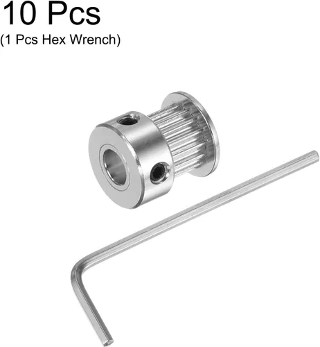 Vista 3 de HARFINGTON Polea de sincronización 2GT 16 dientes de 0.197 in de diámetro 0.512 in de diámetro polea de correa de distribución de aluminio con llave