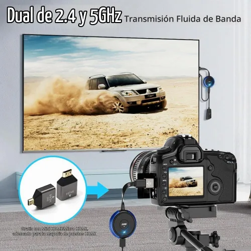 Vista 6 de TIMBOOTECH Transmisor y receptor HDMI inalámbrico 4K, transmisión de video/audio/archivos, extensor inalámbrico HDMI 5G Kit para portátil, cámara