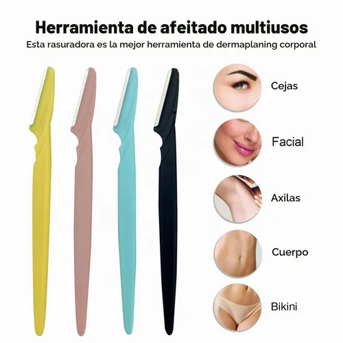Vista 6 de Maquinilla de afeitar de cejas para mujer, 4 piezas de afeitar Dermaplane para mujer, multiusos, moldeador de pelo facial
