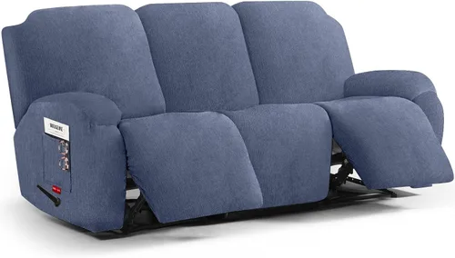 Vista 11 de 3 fundas elásticas para sillas reclinables, fundas de tela de felpa y protectores duraderos de muebles para niños y mascotas (1 plaza, negro)
