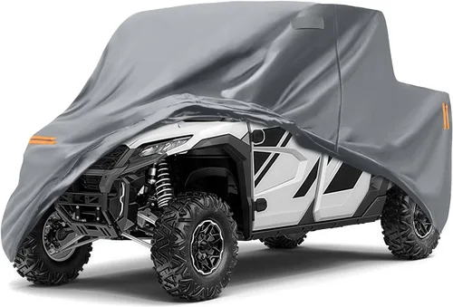 Vista 23 de Cubierta impermeable para UTV compatible con Polaris, cubierta para exterior de 6 capas con ventilaciones de aire, cremallera en la puerta