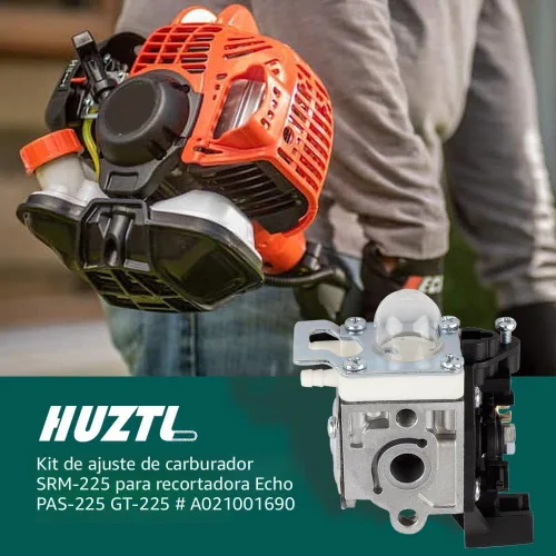 Vista 2 de Carburador para recortador ECHO GT225 GT225i GT225L PAS225 PE225 PPF225 SHC225 SRM225 SRM225U con kit de mantenimiento Repower y bujía de HUZTL