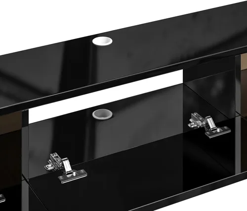Vista 9 de FurniNova Soporte flotante para TV con 3 puertas, moderno mueble flotante para consola de TV con almacenamiento, estante flotante de madera Negro