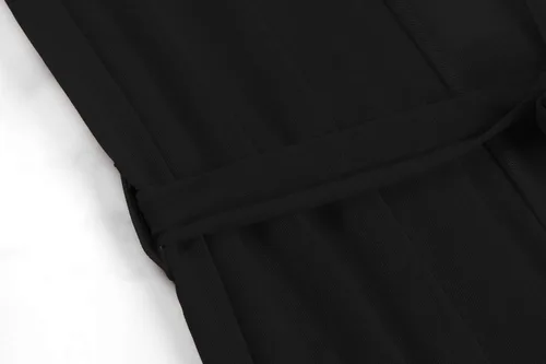 Vista 5 de Pink Queen - Vestido largo de manga larga tipo pareo para usar sobre el traje de baño o bikini suelto con vuelo con cinta para amarrarlo por delante