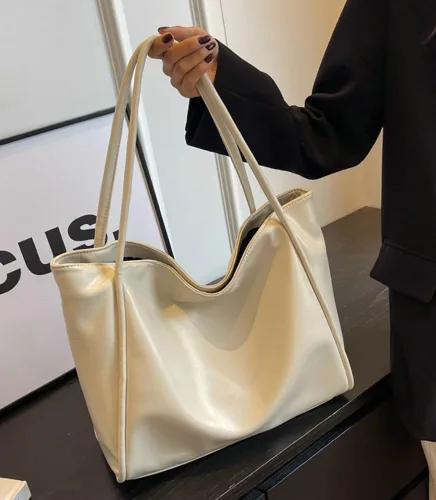Vista 4 de Bolso de mano para mujer, bolso de hombro, bolso de mano de poliuretano suave, bolso de hombro grande a la moda, bolso de mano con asa superior