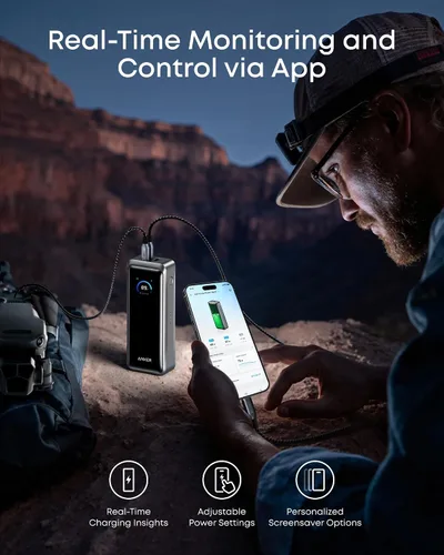 Vista 6 de Anker Prime Power Bank, banco de energía portátil de 3 puertos de 26,250 mAh con salida máxima de 300 W, carga bidireccional, aprobado por la TSA