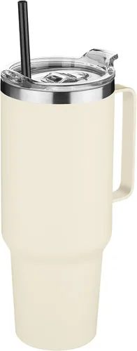Vista 15 de Hasle Outfitters - Vaso de acero inoxidable de 40 onzas con asa, juego de vasos térmicos aislados al vacío, taza de viaje reutilizable de doble