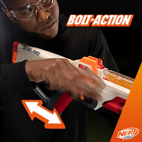 Vista 7 de Pistola Nerf Pro Gelfire Ghost de acción de proyectiles, cañón de impulso extraíble, 5000 rondas de gel, tolva integrada de 100 rondas, gafas