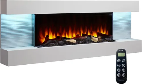 Vista 8 de SimpliFire Format Chimenea eléctrica de montaje en pared de 36 pulgadas con repisa flotante de 43 pulgadas (SF-FORMAT36-SF-FM43-WH)