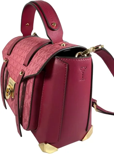 Vista 4 de Michael Kors Berry Multi Manhattan - Bolso escolar de cuero con asa superior mediana Berry RedMulti