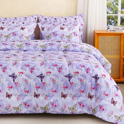 Vista 20 de lasoftan Juego de edredón floral Queen con sábanas, ropa de cama vintage de lujo de 7 piezas, ropa de cama de microfibra suave en una bolsa, juego