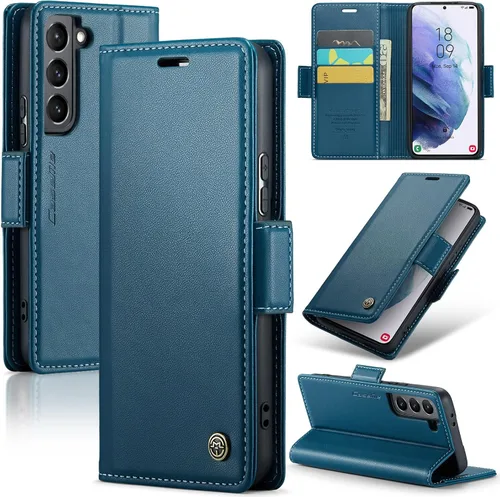 Vista 18 de Funda tipo cartera compatible con Samsung Galaxy S21 con tarjetero de bloqueo RFID, funda de piel con función atril para Samsung Galaxy S21 de 6.2