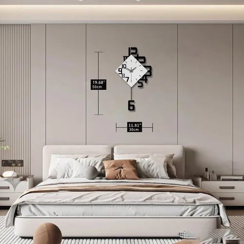 Vista 5 de Reloj de pared decorativo para sala de estar, relojes modernos grandes y silenciosos Pendulum Battery Operated for Bedroom Office Kitchen Home