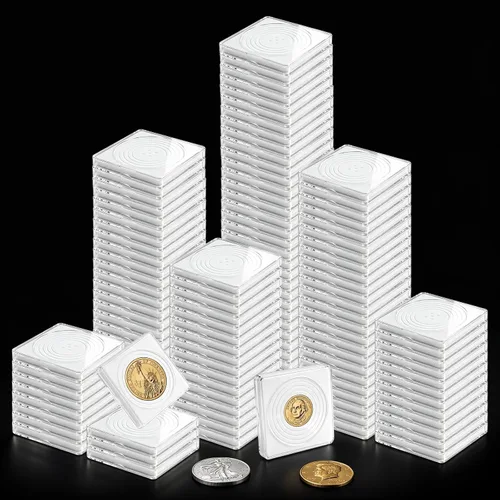 Vista 8 de 20 piezas de estuches ajustables de acrílico para colección de monedas con esponjas, soporte de monedas con cierre, estuches de protección para Negro