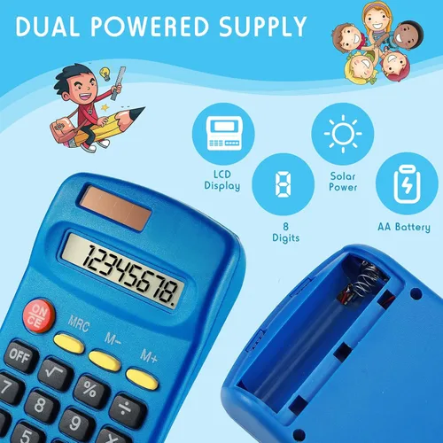 Vista 4 de Youyole Calculadora de bolsillo de 20 piezas a granel solar para calcular básica, mini calculadora de doble potencia de 10 funciones, pequeña