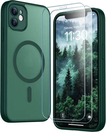 Vista 224 de SPIDERCASE Funda magnética translúcida diseñada para iPhone 11, con 2 protectores de pantalla de vidrio templado, antihuellas, para iPhone 11 de 6.1