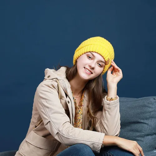 Vista 5 de REDESS - Gorro de invierno con pompón y forro polar para mujer, grueso, diseño de calavera