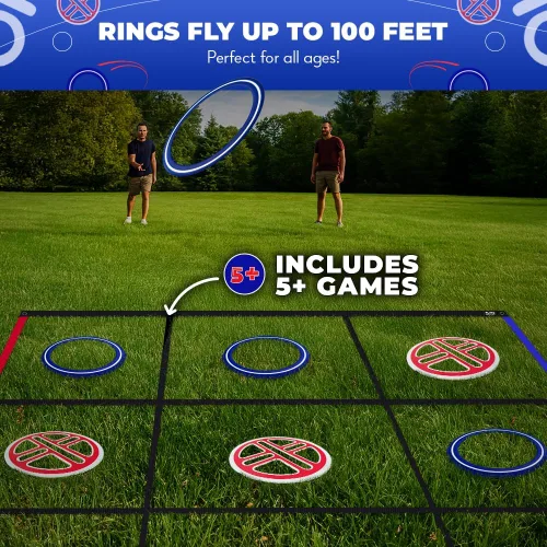 Vista 5 de Swooc Games® - Fling Tac Toe™ (9 pies x 9 pies) Juego gigante de Tic Tac Toe al aire libre Juegos gigantes resistentes a la intemperie