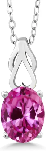 Vista 153 de Gem Stone King Collar de plata de ley 925 con piedra natal ovalada de 0.354 x 0.276 in Collar con colgante solitario para mujer Con cadena