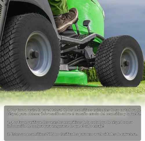 Vista 6 de Juego de 2 neumáticos 16x6.50-8 - 4PR resistentes sin cámara, neumáticos de repuesto para tractor de césped con banda de rodadura estriada profunda