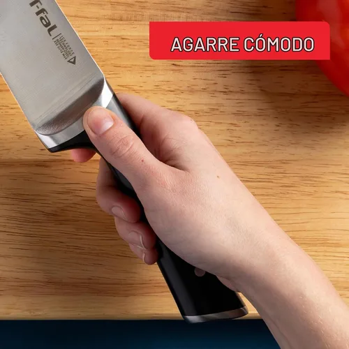 Vista 4 de T-fal Ice Force - Juego de cuchillos de cocina de acero inoxidable alemán y bloque de madera, 11 piezas, afilado de larga duración, alta precisión