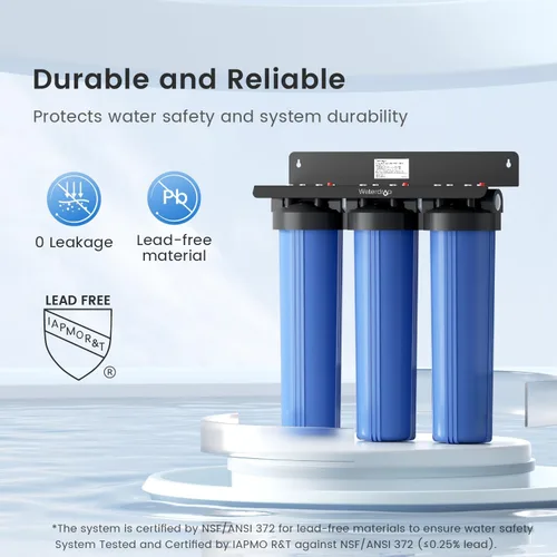 Vista 5 de Waterdrop Sistema de filtro de agua de 3 etapas para toda la casa, reduce el hierro y el manganeso, con filtros de carbono y sedimentos, filtración
