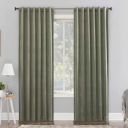 Vista 14 de Sun Zero Hampshire - Panel de cortina de terciopelo con reducción de ruido térmico, pestaña trasera, 100% opaco, 50" x 84", gris