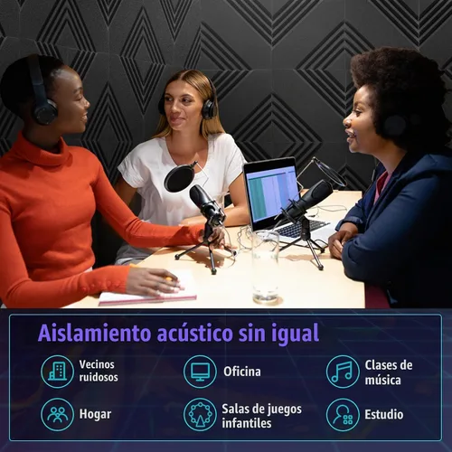Vista 3 de VallisCo Paquete de 52 paneles acústicos de 1 x 12 x 12 pulgadas, paneles de espuma acústica para insonorización, reducción de ruido, paneles