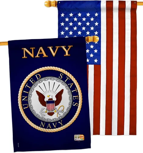 Vista 32 de Breeze Decor Bandera de jardín de 13 x 18.5 pulgadas, con licencia oficial de las Fuerzas Armadas de los Estados Unidos de la Marina de los Estados
