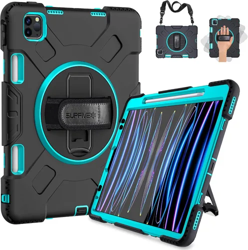 Vista 11 de SUPFIVES Funda para iPad Pro de 11 pulgadas (4ª generación), de silicona a prueba de golpes, de grado militar, para iPad Pro 11 de 4ª/3ª/2ª Negro