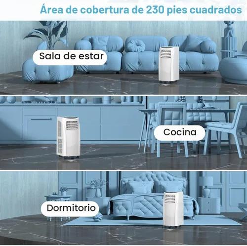 Vista 5 de Aire acondicionado portátil COSTWAY con función de deshumidificador a control remoto para colgar en la ventana.