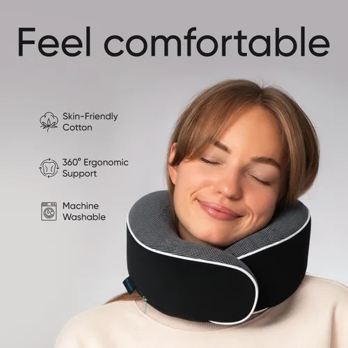 Vista 2 de Proglobe Almohada ortopédica para el cuello, almohadas cervicales de viaje para aviones, kit de espuma viscoelástica, soporte para la cabeza