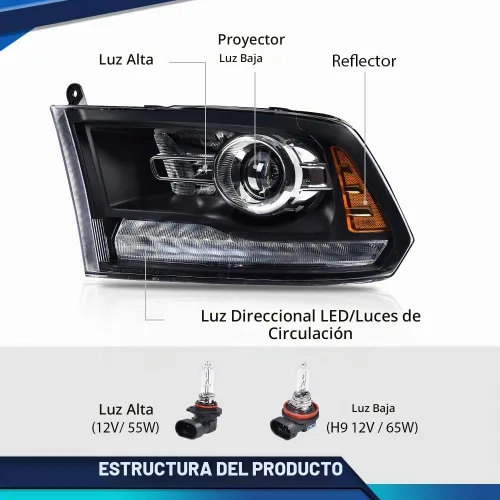 Vista 8 de PIT66 Conjunto de faros delanteros LED, compatible con Dodge Ram 1500 2500 3500 2013 2014 2015 2016 2017 2018, lente transparente, carcasa negra