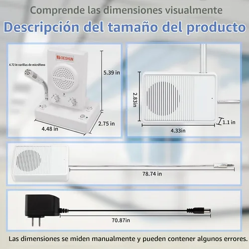 Vista 7 de DESHUN Altavoz de intercomunicación de ventana, intercomunicador de ventana de 2 vías, micrófono de intercomunicación de contador de ventana