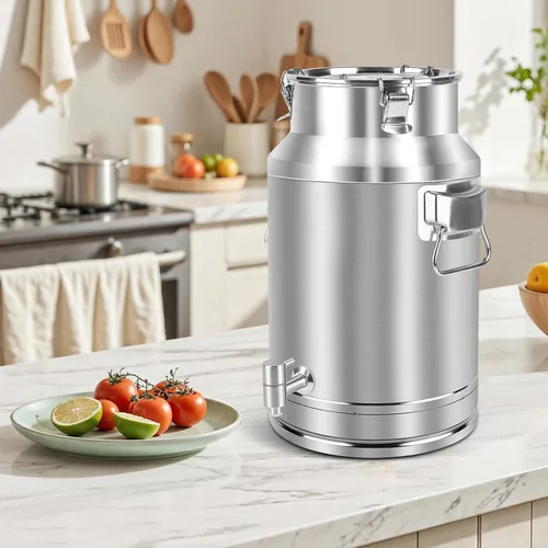 Vista 7 de Lata de leche de acero inoxidable 304 de 20 litros, cubo de vino de 5.25 galones con espita y tapa sellada, resistente