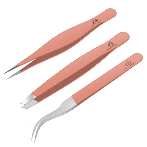 Vista 13 de Majestic Bombay Pinzas de punta fina para mujeres y hombres – Eliminar astillas, garrapatas, vello facial, cejas y vello encarnado – Pinzas