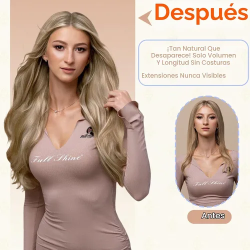 Vista 7 de Full Shine - Extensiones de cabello humano con cinta, mezcla de rubio desierto, 20 pulgadas