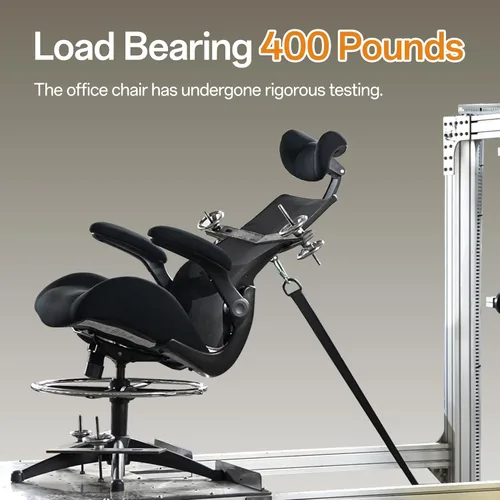 Vista 4 de BOLISS Silla de oficina alta de dibujo, 400 libras, respaldo alto, silla de escritorio ancha cómoda con reposabrazos abatibles, soporte lumbar, Negro