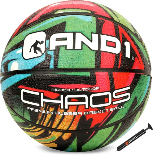 Vista 8 de AND1 Chaos Basketball: balón de goma de tamaño reglamentario oficial 7 (29.5 pulgadas), construcción de canal profundo, hecho