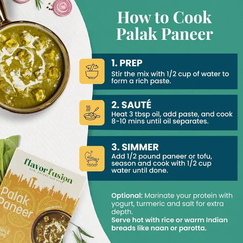 Vista 3 de Flavor Fusion Favoritos tradicionales con ingredientes naturales: pollo Tikka Masala, palak Paneer y pollo picante a la pimienta para una cocina