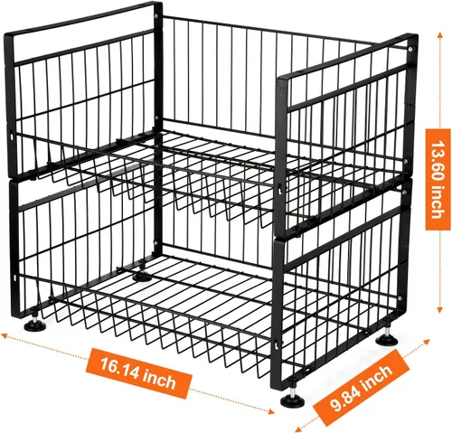 Vista 2 de Fashionwu Cesta de frutas de 2 niveles con 4 ganchos extraíbles para plátano, frutero para encimera de cocina, organizador de almacenamiento